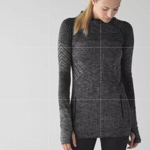 Lululemon Rest Less Hoodie Heathered Dark Gray Size 8 Yoga Stretch‎ Striped